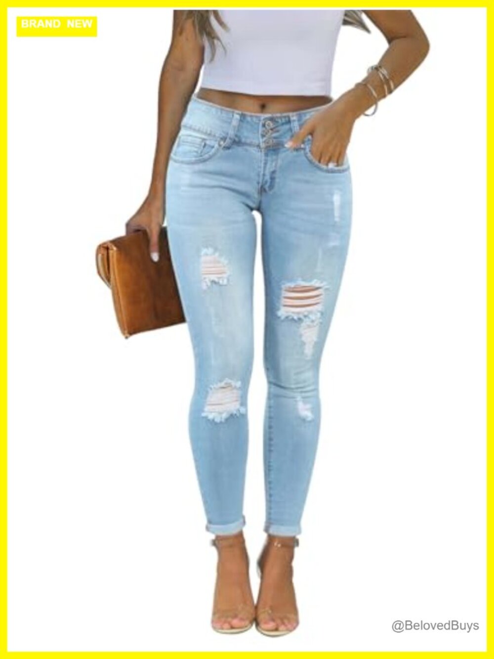 Skinny Ripped Trendy Jeans Distressed Stretchy Denim Pants